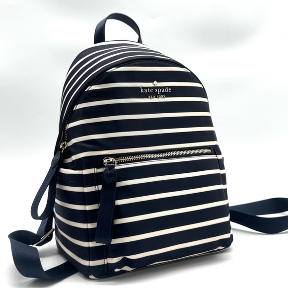 kate spade Handbags - Kate Spade Chelsea Nylon Medium Backpack Navy Blue Striped